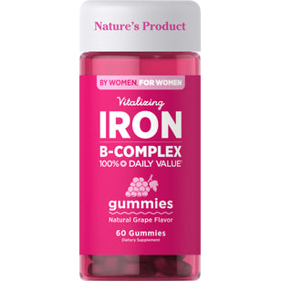 Iron + B-Complex Gummies (Natural Grape), 60 Gummies
