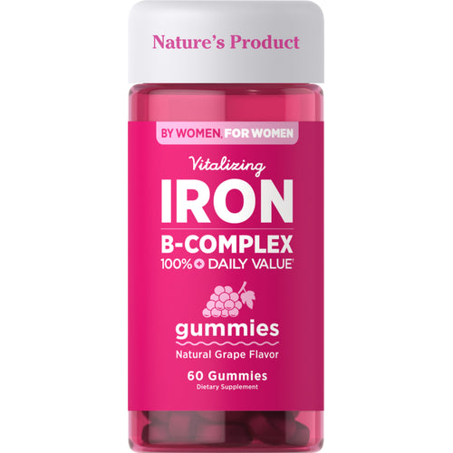 Iron + B-Complex Gummies (Natural Grape), 60 Gummies