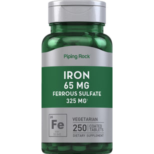 Sulfato ferroso de hierro  65 mg 250 Tabletas recubiertas     