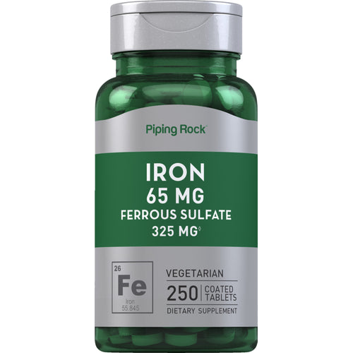 Sulfato ferroso de hierro  65 mg 250 Tabletas recubiertas     