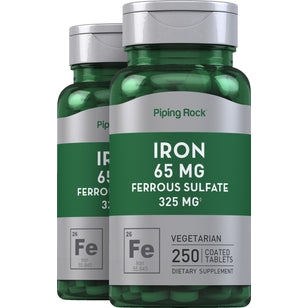 Iron Ferrous Sulfate, 65 mg, 250 Coated Tablets, 2  Bottles