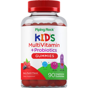 Gominolas multivitamínicas + probióticos para niños (Ponche delicioso de bayas)  90 Vegetariska gummies   