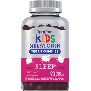 Gommes à la mélatonine pour enfants Kids Sleep (cerise délicieusement naturelle),  90 Gommes végans