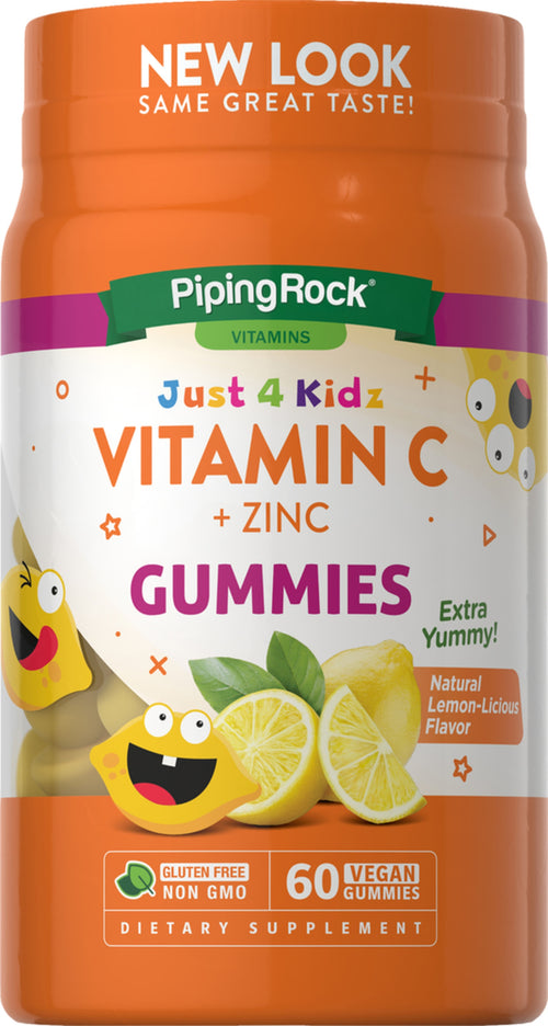 Vitamine C pour enfants + Zinc, bonbons gélifiés Echinacea (Saveur naturelle de miel et de citron) 60 Gommes végératiennes       