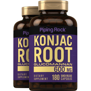 Koreň Konjac vlákninový glukomanán  600 mg 120 Kapsule s rýchlym uvoľňovaním 2 Fľaše   