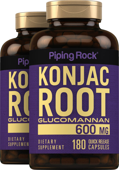 Glucomannan fibră de rădăcină de konjac  600 mg 120 Capsule cu eliberare rapidă 2 Sticle   