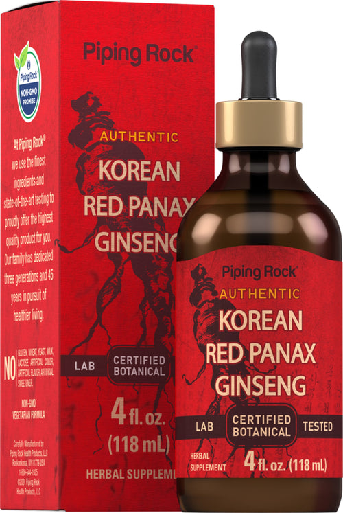 Korean Red Panax Ginseng Liquid Extract Alcohol Free, 4 fl oz (118 mL) Dropper Bottle