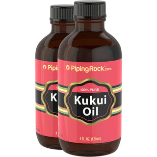 Kukui Nut Oil 100% Pure Cold Pressed, 4 fl oz (118 mL) Bottles, 2  Bottles