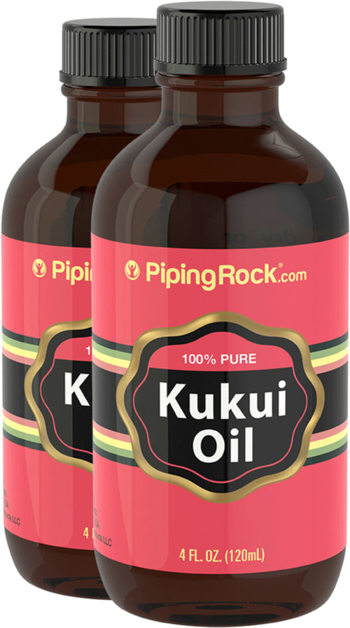 Huile de Kukui pure,  4 onces liquides 118 ml Bouteilles 2 Bouteilles