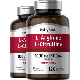 L-Arginine 500 mg et Citrulline 250 mg,  1000/500 mg 120 Gélules à libération rapide 2 Bouteilles
