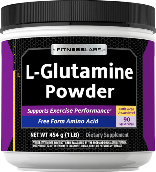 Pulbere de L-glutamină 5000 mg 1 lb 454 g Sticlă  
