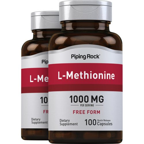 L-Methionine,  1000 mg (par portion) 100 Gélules à libération rapide 2 Bouteilles