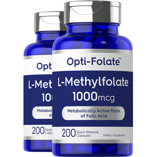 Comprimés de L-méthylfolate 1 000 mcg,  1000 mcg 200 Gélules à libération rapide 2 Bouteilles
