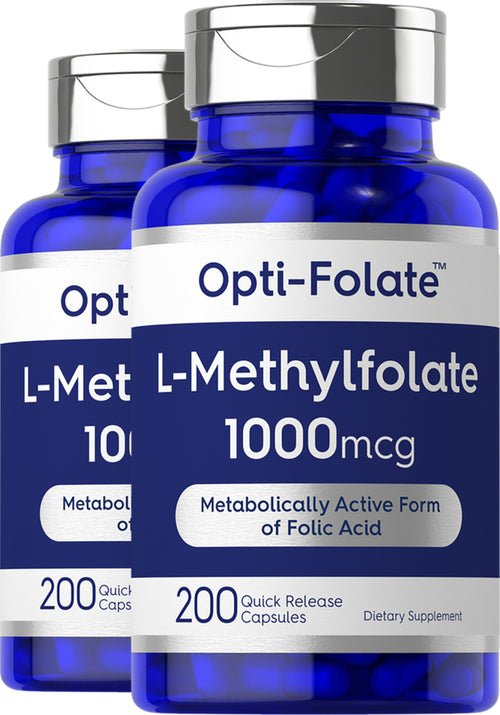 Comprimés de L-méthylfolate 1 000 mcg,  1000 mcg 200 Gélules à libération rapide 2 Bouteilles