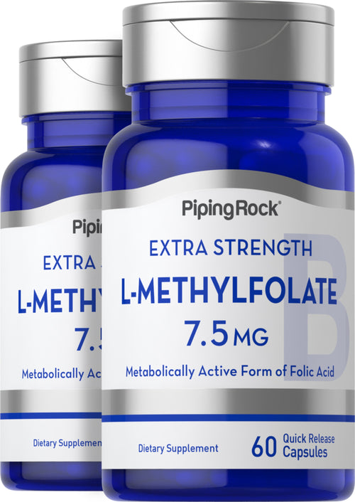 Comprimés de L-méthylfolate 1 000 mcg,  7.5 mg 60 Gélules à libération rapide 2 Bouteilles