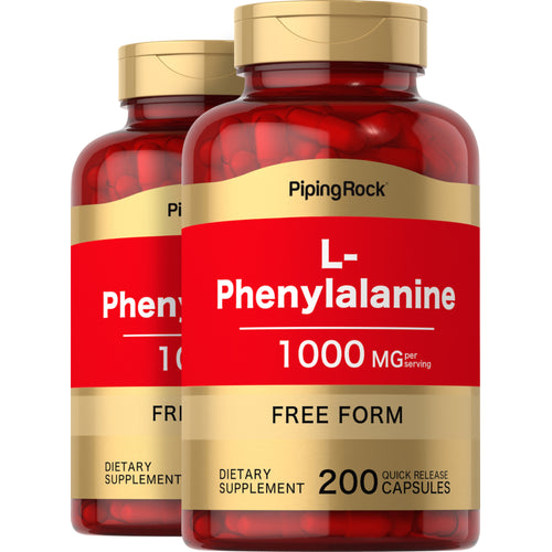 L-Phenylalanine, 1000 mg (per serving), 200 Quick Release Capsules, 2  Bottles
