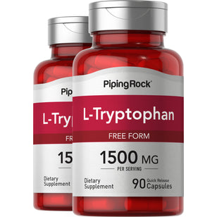 L-Tryptophane,  1500 mg (par portion) 90 Gélules à libération rapide 2 Bouteilles