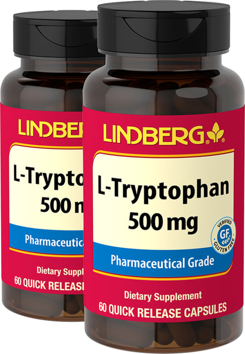 L-Tryptophane,  500 mg 60 Gélules à libération rapide 2 Bouteilles