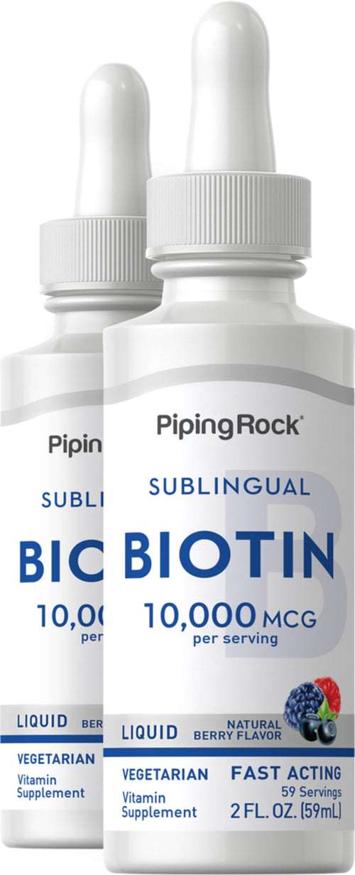 Liquid Biotin, 10,000 mcg, 2 fl oz (59 mL) Bottle, 2  Dropper Bottles