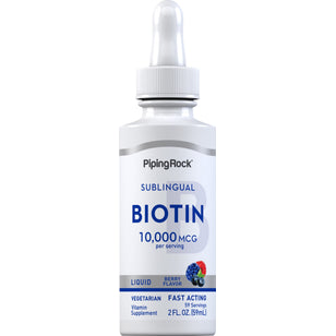 Liquid Biotin (Berry), 10,000 mcg, 2 fl oz (59 mL) Bottle