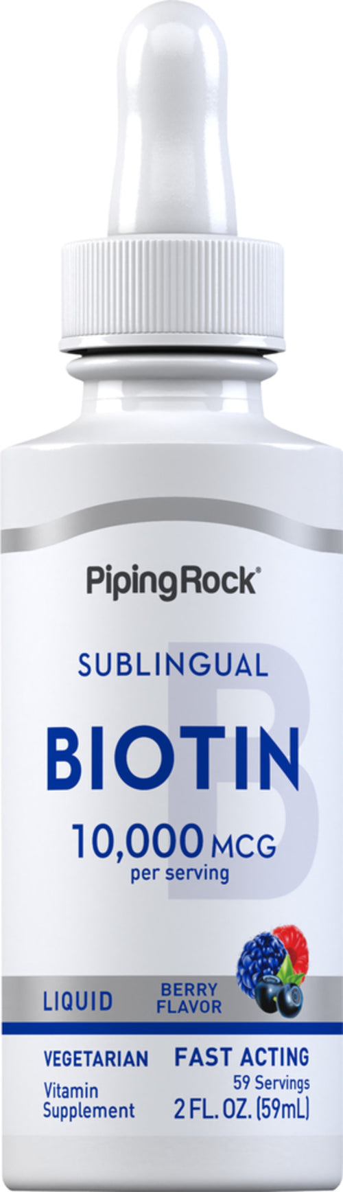 Liquid Biotin (Berry), 10,000 mcg, 2 fl oz (59 mL) Bottle