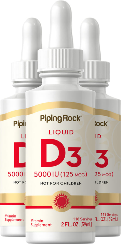 Liquide vitaminé D3, 5000 IU 2 onces liquides 59 ml Compte-gouttes en verre 3 Sulfate d'agmatine