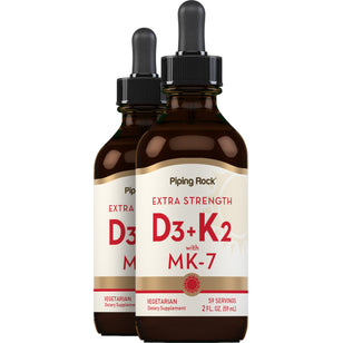 Liquid Vitamin D3 & K-2, 2 fl oz (59 mL) Dropper Bottle, 2  Dropper Bottles
