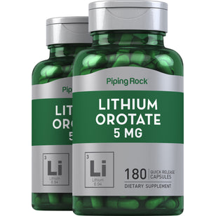 Lithium Orotate, 5 mg, 180 Quick Release Capsules, 2  Bottles