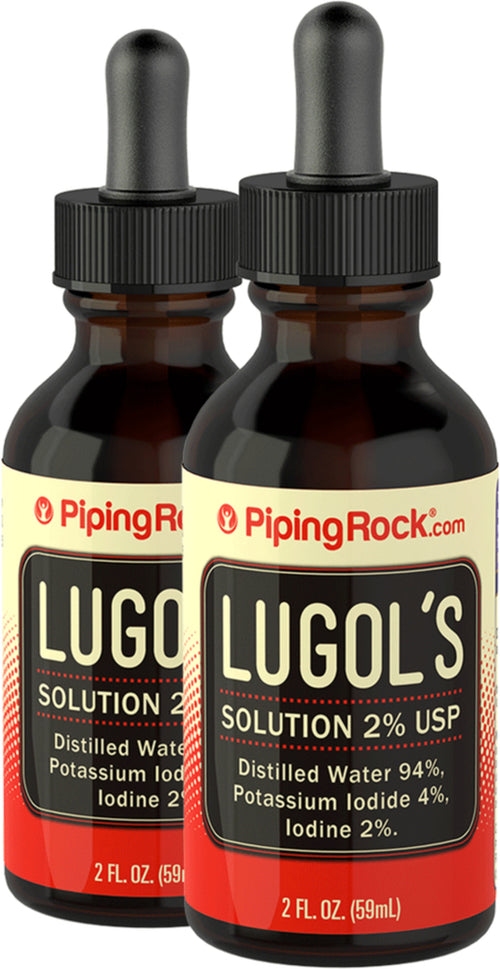 Soluté de Lugol iodé (2 %),  2 onces liquides 59 ml Compte-gouttes en verre 2 Compte-gouttes en verre