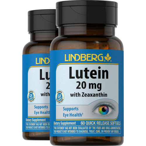 Lutéine 20 mg avec zéaxanthine,  60 Capsules molles à libération rapide 2 Bouteilles