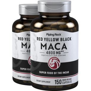 Maca,  4800 mg (par portion) 150 Gélules à libération rapide 2 Bouteilles