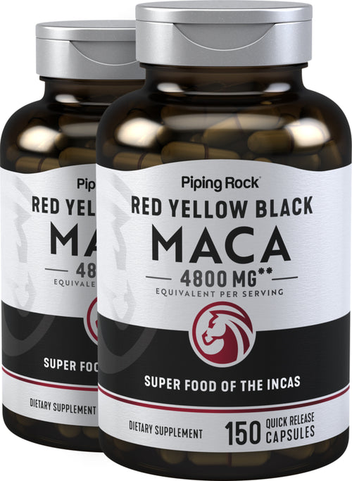 Maca,  4800 mg (par portion) 150 Gélules à libération rapide 2 Bouteilles