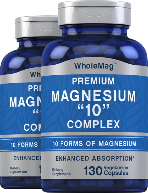 Magnesium "10" Complex, 130 Vegetarian Capsules, 2  Bottles