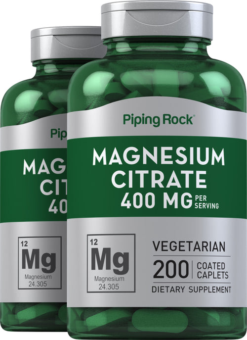 Magnesium Citrate, 400 mg (per serving), 200 Coated Caplets, 2  Bottles