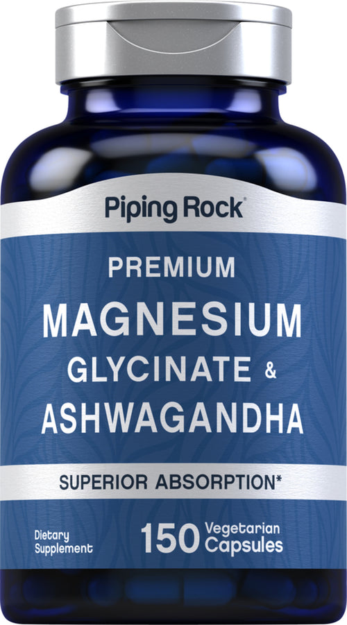 Glicynian magnezu + Ashwagandha,  150 Kapsułki wegetariańskie