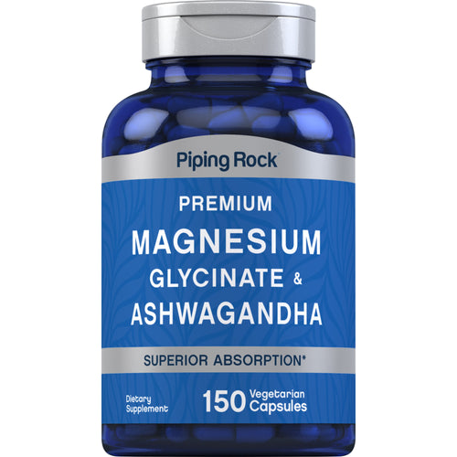 Magnesiumglycinaat + Ashwagandha,  150 Vegetarische capsules