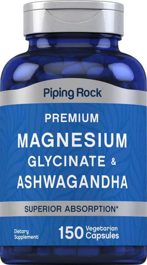 Magnesiumglycinat + Ashwagandha,  150 Vegetar-kapsler