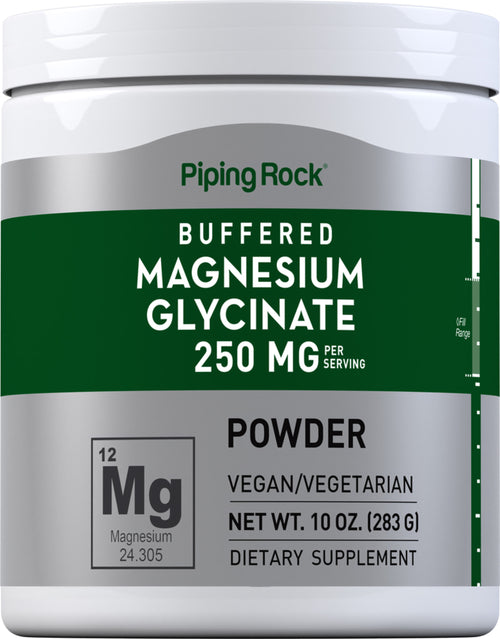 Glicinato de Magnésio em Pó 250 mg (por dose) 10 oz 283 g Frasco  