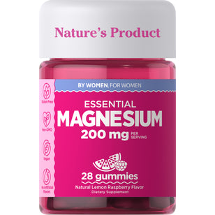 Magnesium Gummies (Natural Lemon Raspberry), 200 mg (per serving), 28 Vegan Gummies