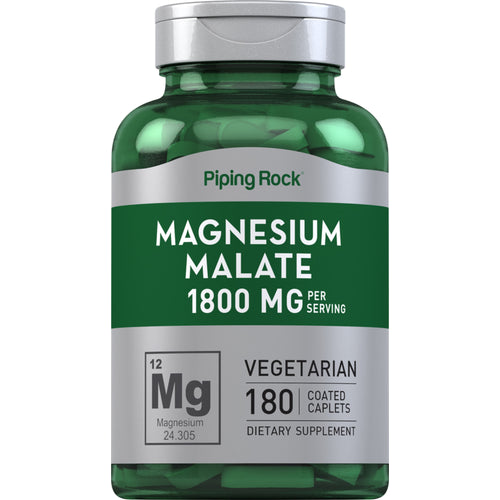 Magnesium Malate, 1800 mg (per serving), 180 Coated Caplets