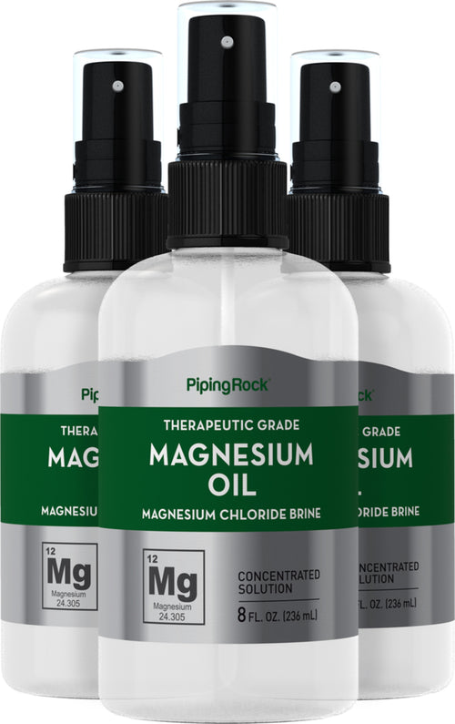 Huile pure de magnésium,  8 onces liquides 236 ml Flacon de vaporisateur 3 Flacons pulvérisateurs