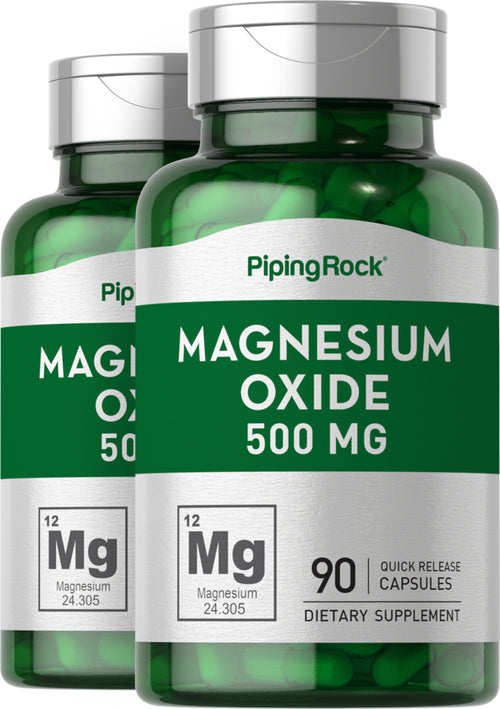 Oxyde de magnésium,  500 mg 90 Gélules à libération rapide 2 Bouteilles