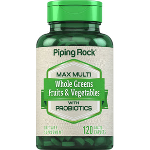 Max Whole Greens/Whole Foods Multivitamin uden jern 120 Overtrukne kapsler       