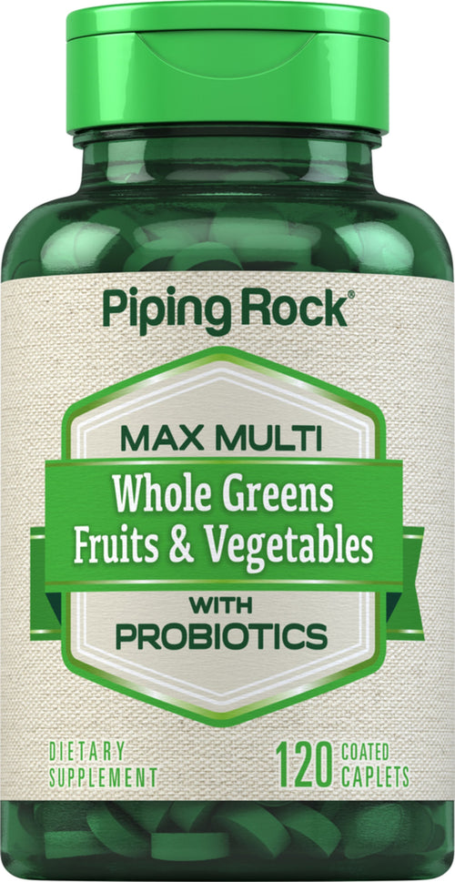 Max Whole Greens/Whole Foods Multivitamin uden jern 120 Overtrukne kapsler       