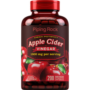 Stærkt virkende æblecidereddike  1800 mg (pr. dosering) 200 Kapsler for hurtig frigivelse     