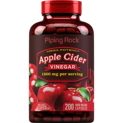 Vinagre de sidra de maçã Forte 1800 mg (por dose) 200 Cápsulas de Rápida Absorção     