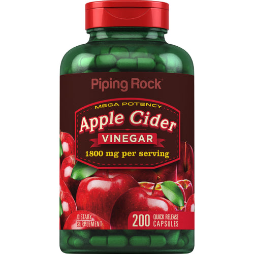 Vinagre de sidra de manzana - Aumento de la potencia 1800 mg (por porción) 200 Cápsulas de liberación rápida     