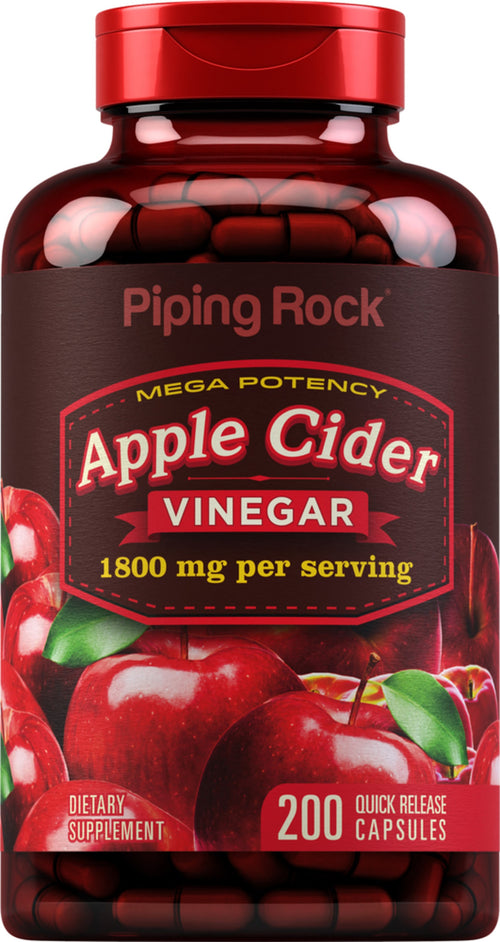 Vinagre de sidra de manzana - Aumento de la potencia 1800 mg (por porción) 200 Cápsulas de liberación rápida     