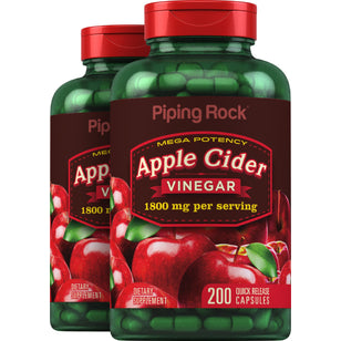 Mega Potency Apple Cider Vinegar, 1800 mg (per serving), 200 Quick Release Capsules, 2  Bottles