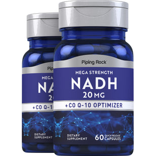 NADH super puissant,  20 mg 60 Gélules à libération rapide 2 Bouteilles